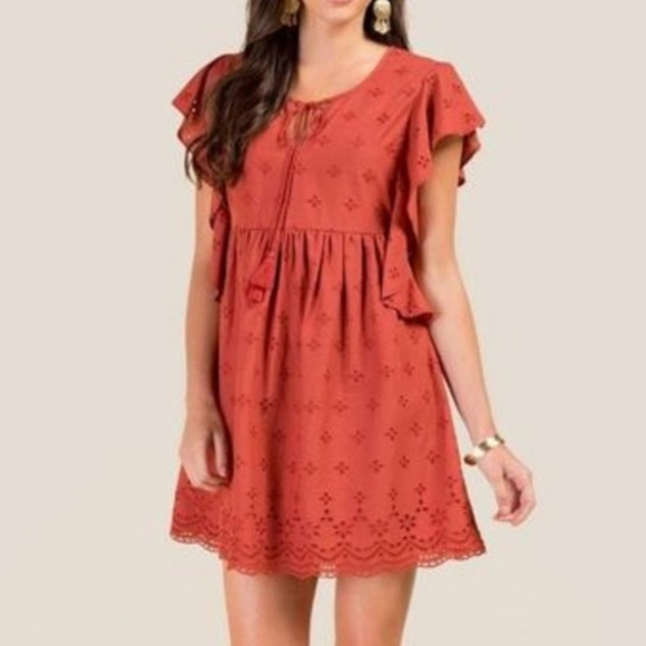 Blue Rain Dresses & Skirts - BLUE RAIN Eyelet Flutter Shift Dress